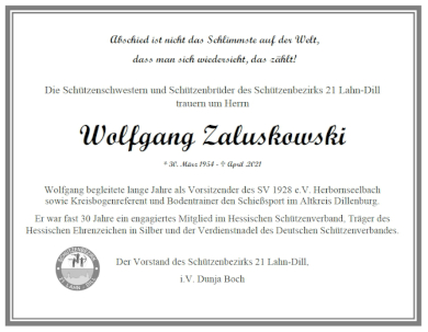 You are currently viewing Trauer um Wolfgang Zaluskowski